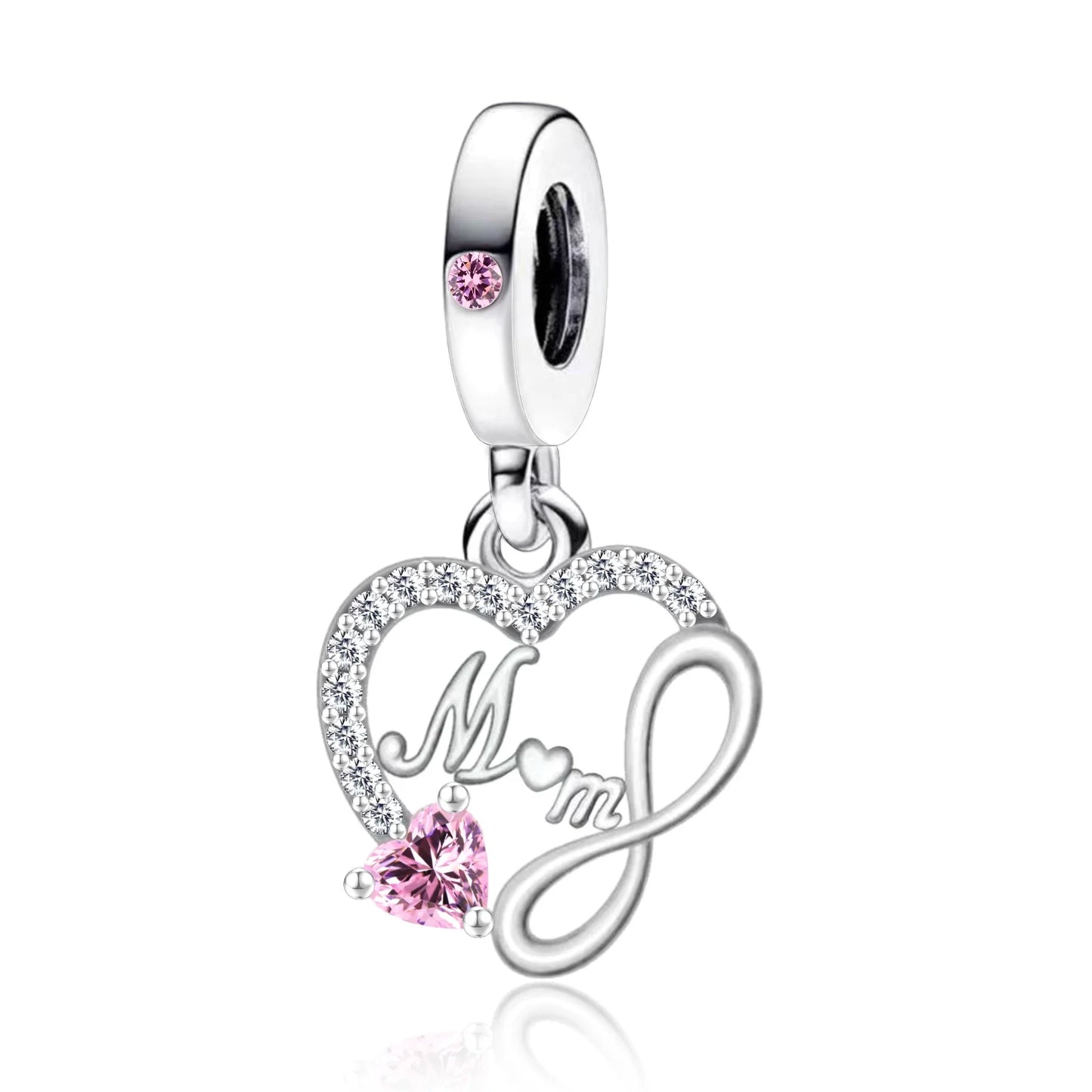 Charm-Anhänger aus 925er-Sterlingsilber mit Oktopusperlen und Stammbaum und Herz, passend für Schlangenarmband, Boutique-Halskette, rosa Anhänger, Geschenk