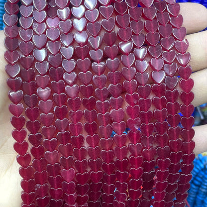 6MM Natürliche Herz Form Rubin Rot Chalcedon Lose Spacer Perlen Für Schmuck Machen DIY Armband Ohrringe Halskette Zubehör 7,5