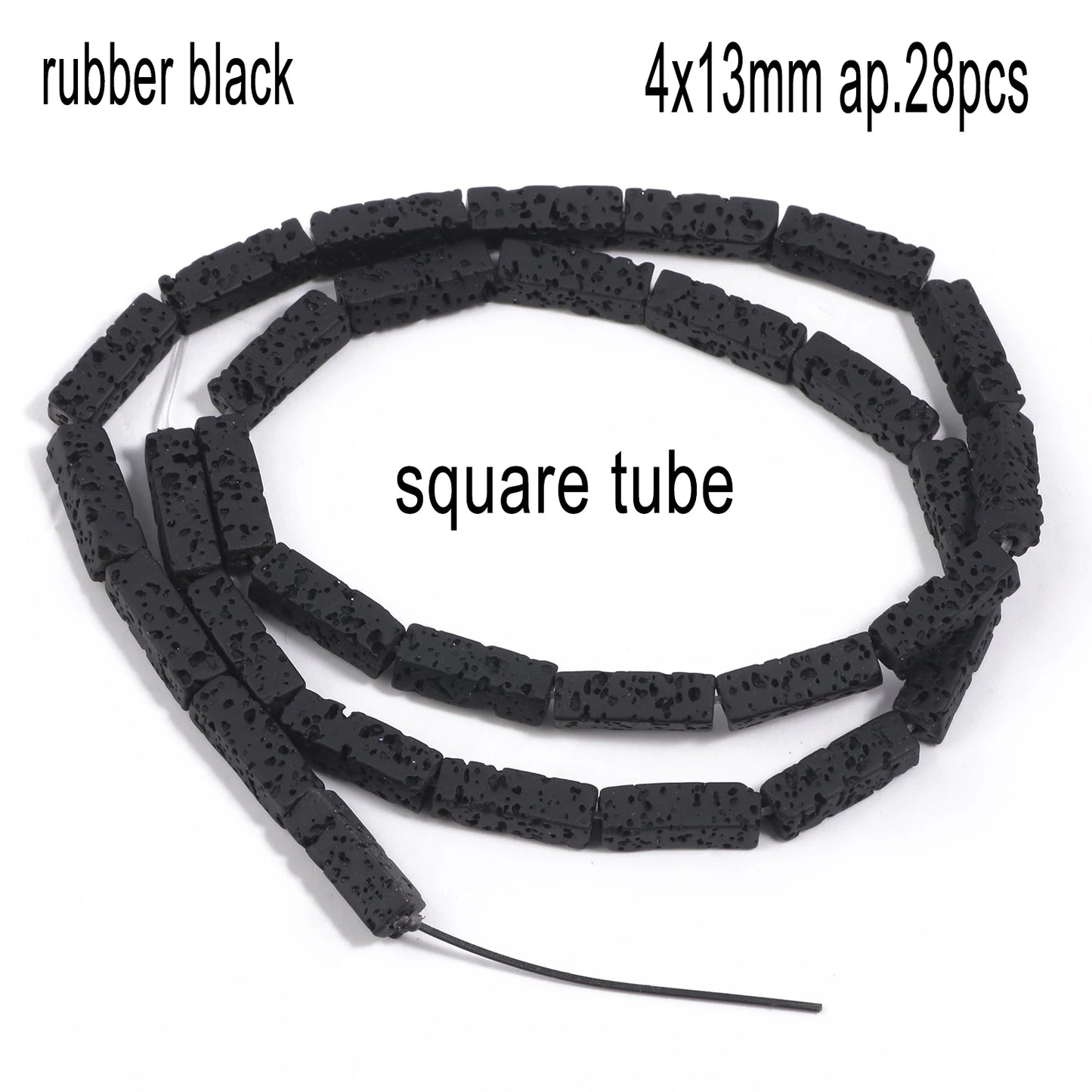 Schwarze vulkanische Lavagesteinperlen, Mineralperlen, Charms, Rohrwürfel, runde geometrische Formperlen für Schmuckherstellung, DIY-Armband