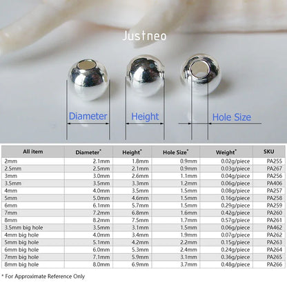 Massive Perlen aus 925er-Sterlingsilber, nahtlos, rund, lose Abstandshalter, Schmuck-DIY-Ergebnisse