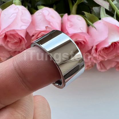 iTungsten 12mm Dropshipping Große Männer Ring Glänzende Wolfram Hochzeit Band Mode Schmuck Rohr Cut Poliert Komfort Fit
