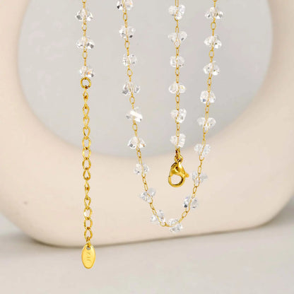 Unregelmäßige transparente Kristallperlen-Halskette für Frauen, Edelstahl-Perlenketten-Halsketten, exquisites Handschmuck-Geschenk