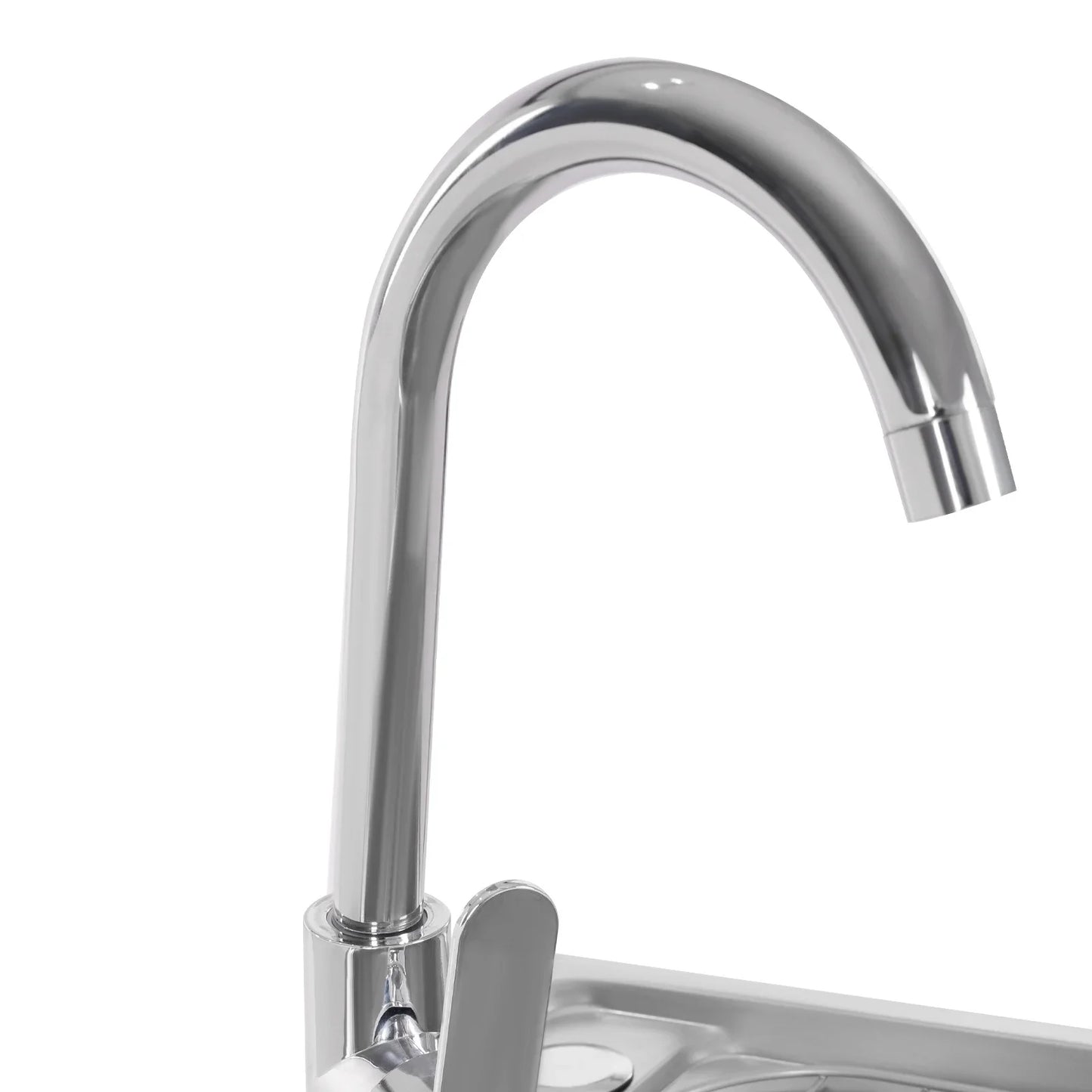 Outdoor-Waschbecken mit Kalt- und Warmwasserhahn und Ablagefach, freistehende Einzelbecken-Küchenspüle aus 304 Edelstahl