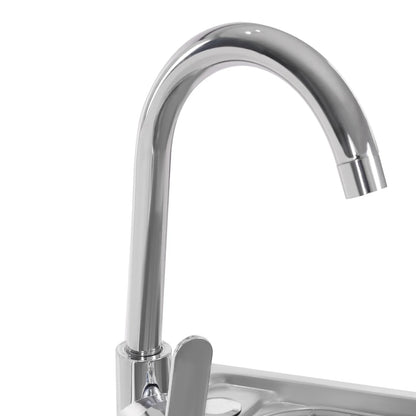 Outdoor-Waschbecken mit Kalt- und Warmwasserhahn und Ablagefach, freistehende Einzelbecken-Küchenspüle aus 304 Edelstahl