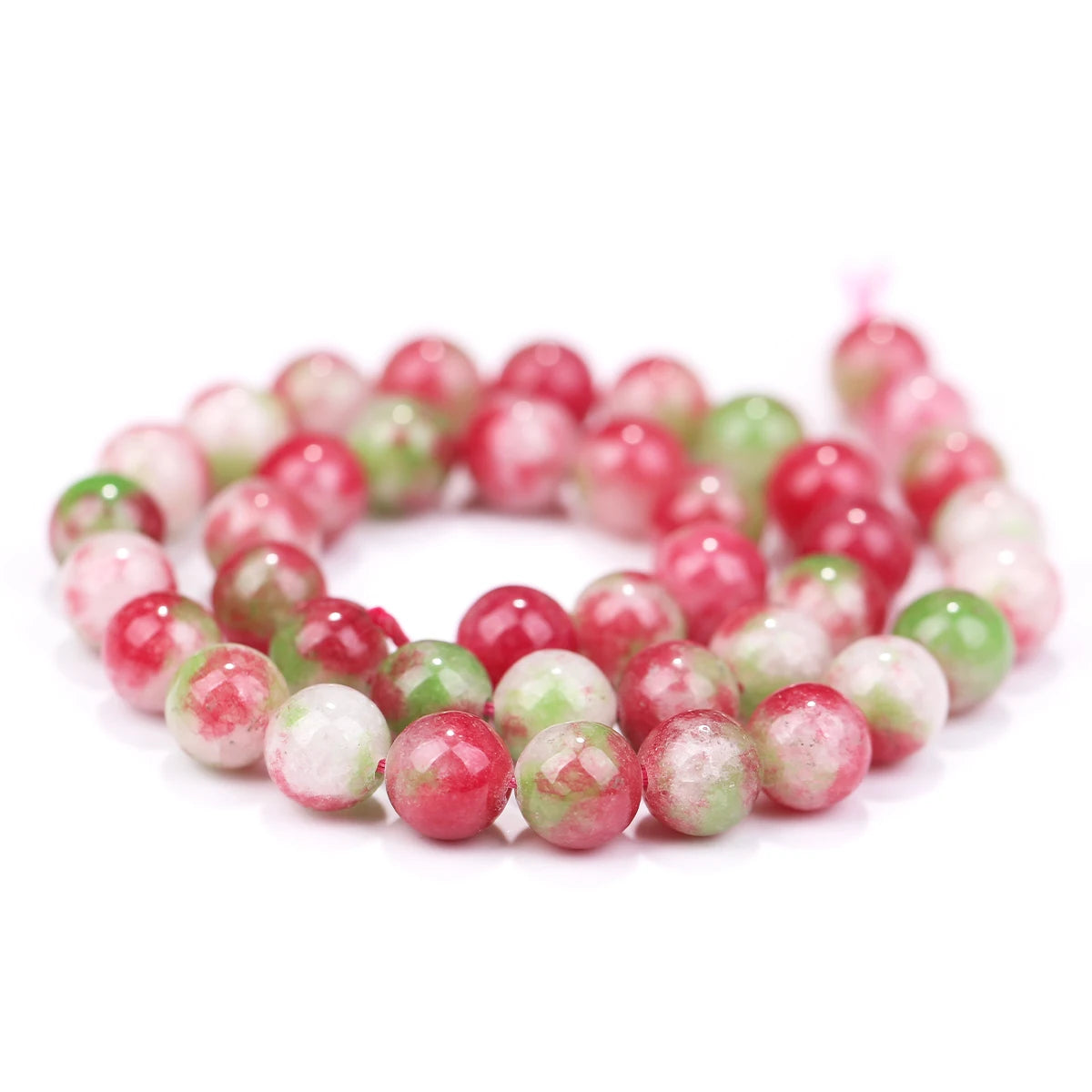 Natursteinperlen Wassermelone Turmalin Jade Lose Distanzperlen für Schmuckherstellung DIY Halskette Armband Handgefertigte Accessoires