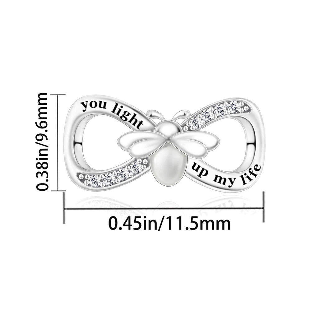Funkelnde Edelsteinperlen aus 925er-Sterlingsilber mit eingelegten Edelsteinen und baumelnder Charm mit unendlichem Knoten, passend für Schlangenarmband, Boutique-Halskette, schönes Geschenk