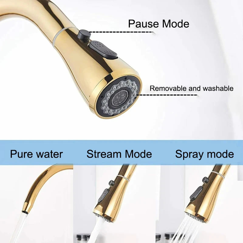 Küchenarmatur mit reinem Wasser, Deckmontage, Doppelgriff-Wasserhahn, Reinigung, Küchenspüle, Wasserhahn, 2, drehbarer Auslauf, Wassermischbatterie