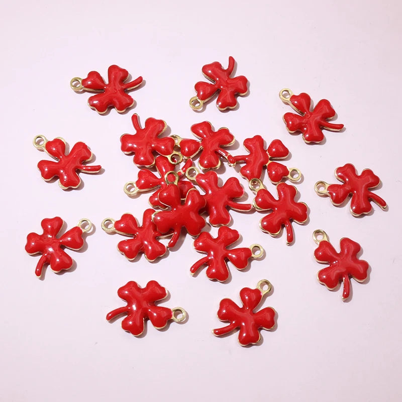 20 Stück 13x10mm Edelstahl Emaille Klee Blume Charms Anhänger Edelstahl DIY Schmuck Herstellung Zubehör Ergebnisse