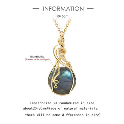 Labradorit Regenbogen Mondstein Edelstein Anhänger Kupferdraht umwickelt Labradorit Schmuck Labradorit Halskette mit Kette und Box