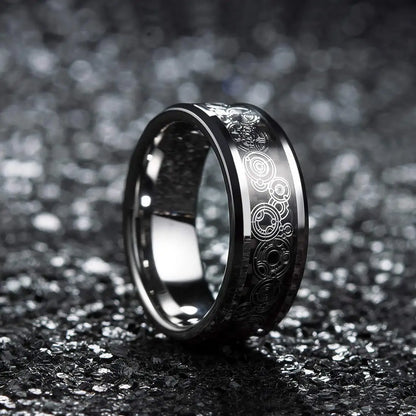 Moderne 8mm Schwarz Titan stahl Ringe für Männer Frauen Nut Facetten Edelstahl Männer Ring Hochzeit Band schmuck Großhandel