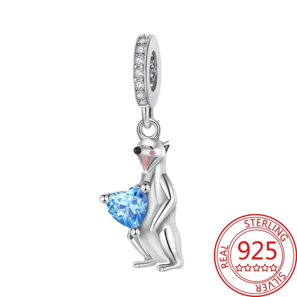 Exquisiter kleiner Affe aus 925er-Sterlingsilber, umarmender roter Herz-Anhänger, passend für Armbänder, Halsketten, Party-Paarung mit handgefertigten Geschenken
