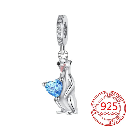 Exquisiter kleiner Affe aus 925er-Sterlingsilber, umarmender roter Herz-Anhänger, passend für Armbänder, Halsketten, Party-Paarung mit handgefertigten Geschenken