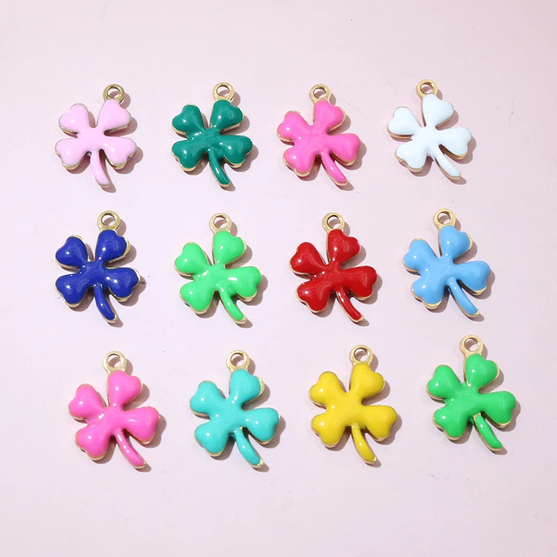 20 Stück 13x10mm Edelstahl Emaille Klee Blume Charms Anhänger Edelstahl DIY Schmuck Herstellung Zubehör Ergebnisse