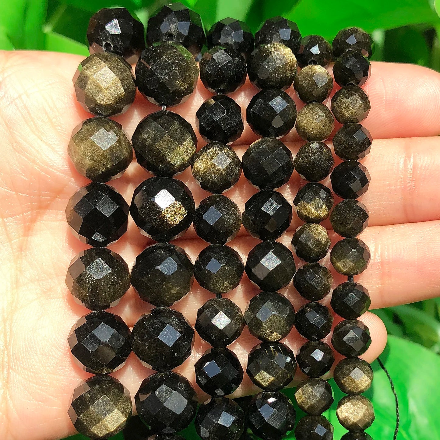 Natürliche Gold Farbe Obsidian Echte Stein Perlen Facettierte Lose Spacer Perlen für Schmuck DIY Machen Charms Armband Zubehör