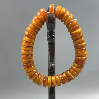 Bernsteinfarbenes Bienenwachs-Perlenarmband, einzelnes Ringzubehör für Herren und Damen