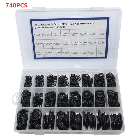 740/1200-teiliges O-Ring-Set aus Nitrilkautschuk, schwarzer O-Ring, ölbeständige, verschleißfeste und wasserdichte O-Ring-Dichtung