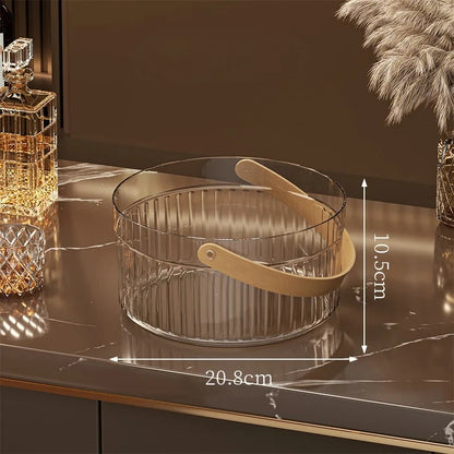 Licht Luxus Obst Korb Tragbare Glas Obst Platte Wohnzimmer Süßigkeiten Salat Schüssel Hause Snack Tablett Obst Wein Barrel Eis Eimer