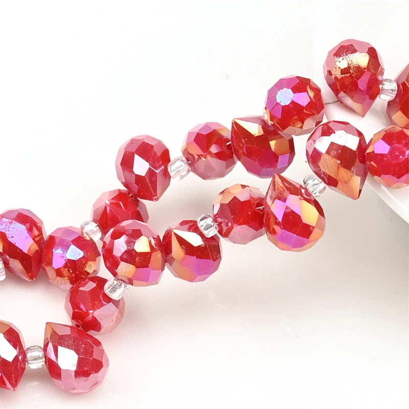 Österreich AB Farbe Kristall Erdbeere Perlen 10*8mm Glänzende Facettierte Glas Perlen für Schmuck Machen DIY Hochzeit Kleid zubehör
