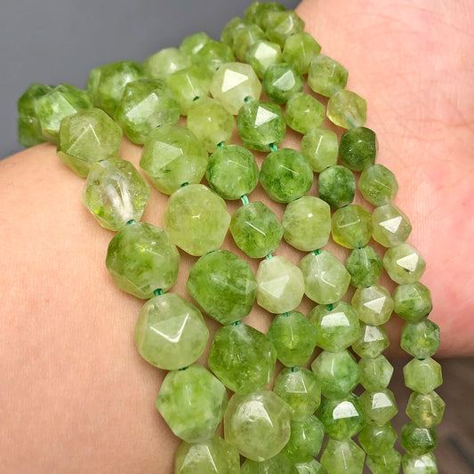 Facettierte Peridot-Steinperlen, grüner Olivin, lose August-Geburtssteinperlen für Schmuckherstellung, DIY-Armband-Zubehör, 6, 8, 10 mm