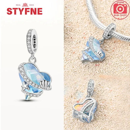 Sterling Silber 925, Fantasie, buntes Herz, Charm-Planeten-Anhänger, Perlen, passend für Original-Armband, Perle für Frauen, edler Schmuck, Geschenk