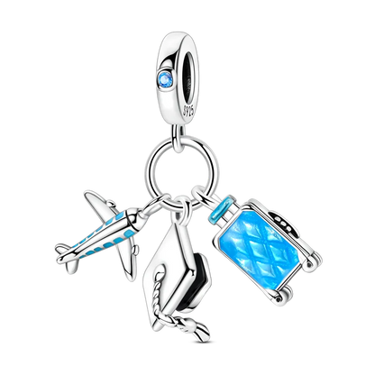 Reisepass-Charms aus 925er-Sterlingsilber, passend für Original-Armbänder, DIY-Flugzeug-Erde-Perlen für die Schmuckherstellung als Geschenk