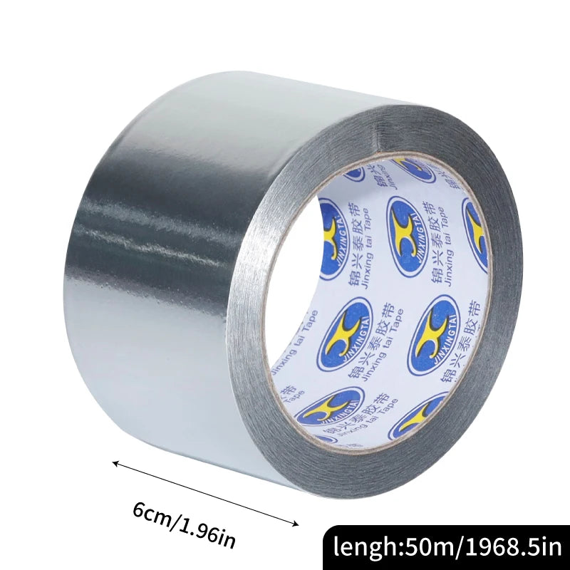 Aluminiumfolienband 50m, 50µ/0,05mm, Stark Klebend für Abdichtung, Isolierung, Hitzebeständigkeit, Verschiedene Breiten (2-20cm) für HVAC