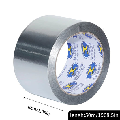 Aluminiumfolienband 50m, 50µ/0,05mm, Stark Klebend für Abdichtung, Isolierung, Hitzebeständigkeit, Verschiedene Breiten (2-20cm) für HVAC