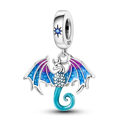 Bunte 925er-Sterlingsilber-Anhänger mit Sternenhimmel-Ölgemälde und leuchtenden Engeln, passend für Armbänder, schöne Schmuckgeschenke