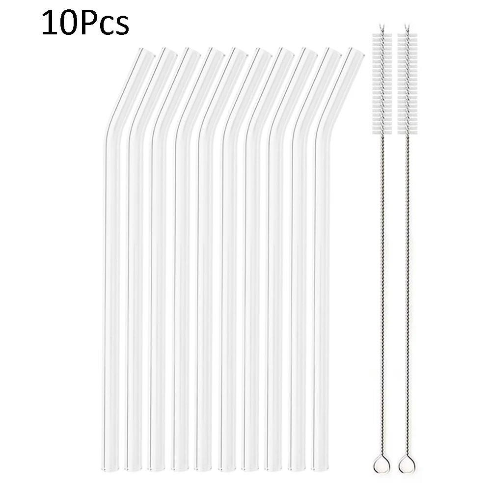 /14mm hohes Boro silikat glas Stroh Stück wieder verwendbare umwelt freundliche Trinkhalme Set Bubble Tea Smoothies Bar Zubehör