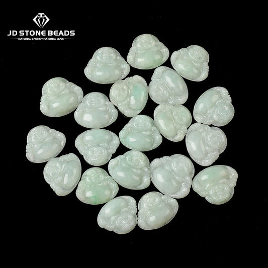 1-teiliger Naturstein-Smaragd-Jadeit, geschnitzter Buddha-Form-Anhänger mit Loch, Jade für Schmuckherstellung, DIY-Halskette, Armband, Zubehör