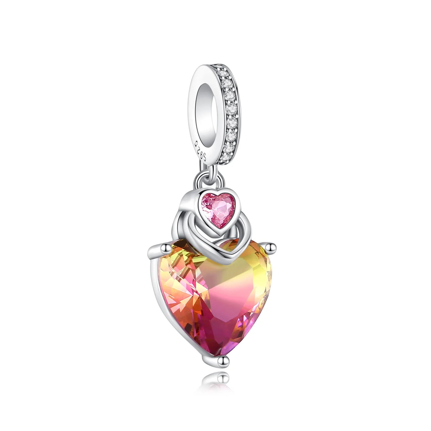 Heißer Verkauf 925er Sterlingsilber, rotes Herz und Pfeil, baumelnder Charm und blauer Murano-Glas-Delfine-Anhänger, passend für Armband, Modeschmuck