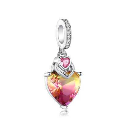 Heißer Verkauf 925er Sterlingsilber, rotes Herz und Pfeil, baumelnder Charm und blauer Murano-Glas-Delfine-Anhänger, passend für Armband, Modeschmuck