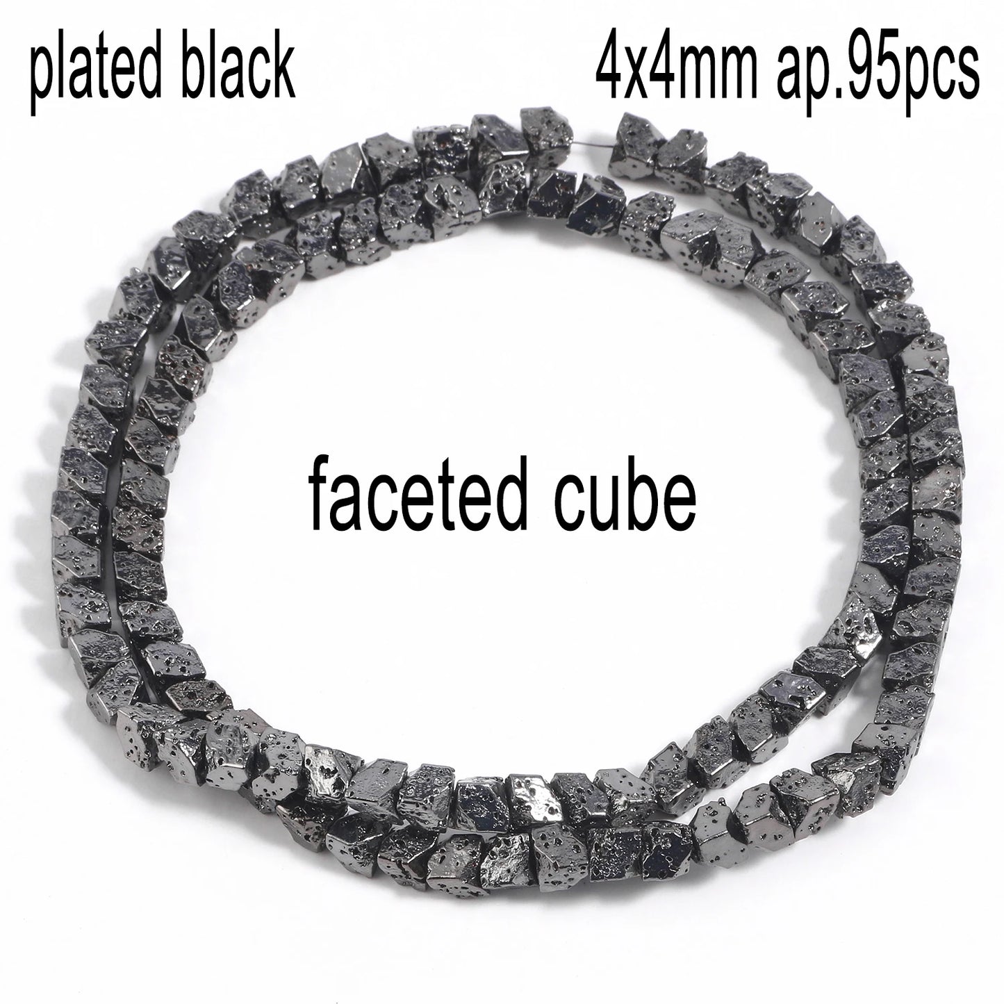 Schwarze vulkanische Lavagesteinperlen, Mineralperlen, Charms, Rohrwürfel, runde geometrische Formperlen für Schmuckherstellung, DIY-Armband