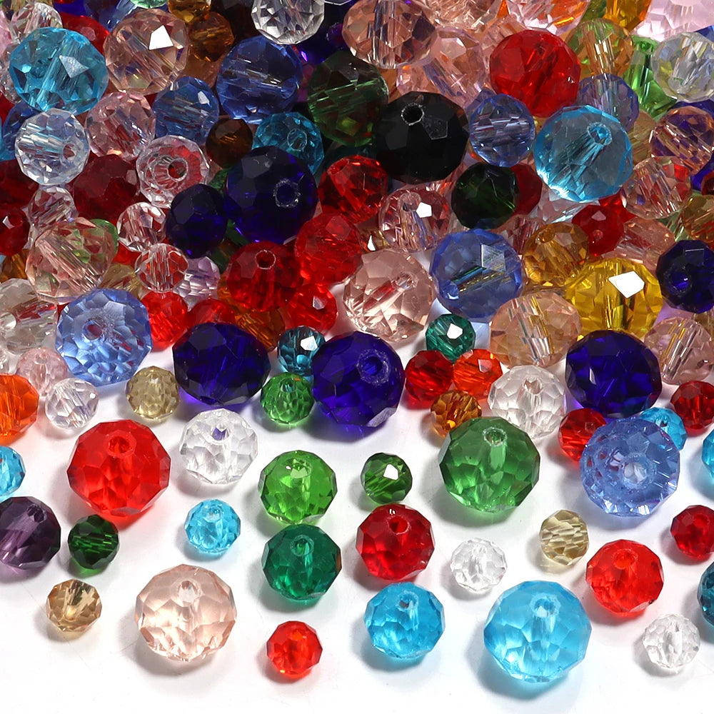 3/4/6/8/10mm Facettierte AB Klar Glas Kristall Rondelle Perlen Bunte Lose Spacer Perlen für Schmuck Machen DIY Armband Halskette