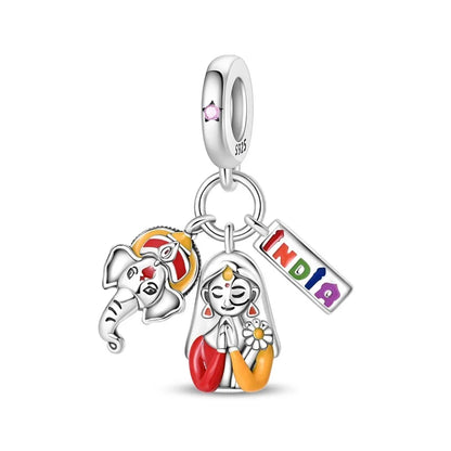 Charakter-Serie, 925er-Sterlingsilber, modisches Mädchen-Paar, Hochzeits-Charms, passend für DIY-Armbänder, Halsketten, exquisite Geschenk-Paarung