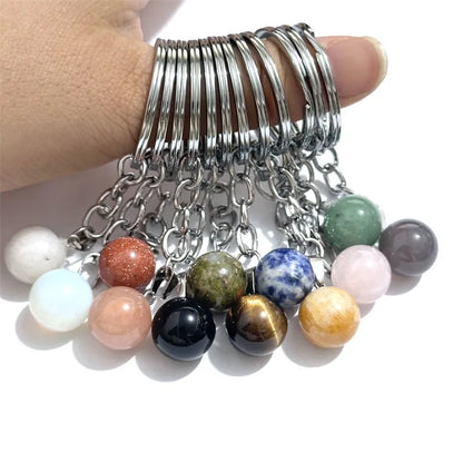 20 stücke Natürliche Raue Rohstein Kristall Quarz Schlüsselbund Frauen Männer Handtasche Hangle Auto Schlüssel Halter Raw Mineral Stein Schlüsselring schmuck