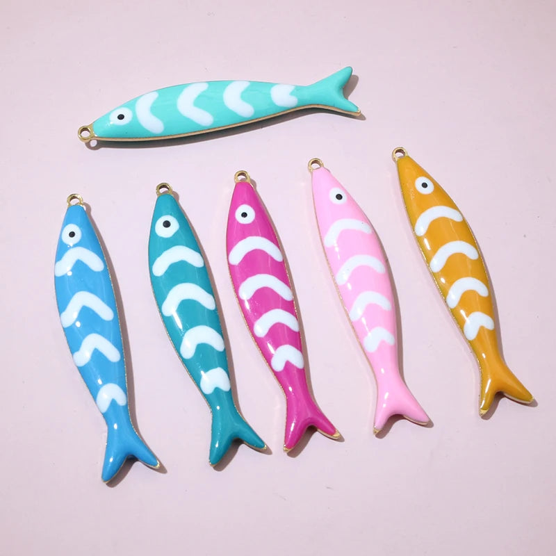 10 Stück 40x8mm Edelstahl Emaille Fisch Charms Anhänger DIY Schmuck Making Zubehör Erkenntnisse für Halsketten Ohrringe Armbänder
