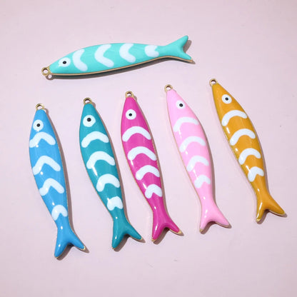 10 Stück 40x8mm Edelstahl Emaille Fisch Charms Anhänger DIY Schmuck Making Zubehör Erkenntnisse für Halsketten Ohrringe Armbänder