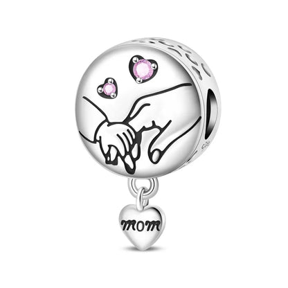 925 Sterling Silber Original Charms Perle CZ Zirkon Liebe Mama Rosa Herz Anhänger Passend für Armband DIY Damen Schmuck Geschenk für Freundin