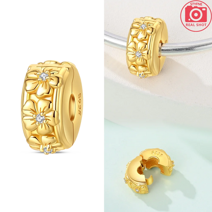 Original funkelnde Charm-Perlen aus 925er-Sterlingsilber, Gold, Rose, heller Stern, Herz, passend für Armbänder, DIY-Jubiläums-Schmuck, Geschenk