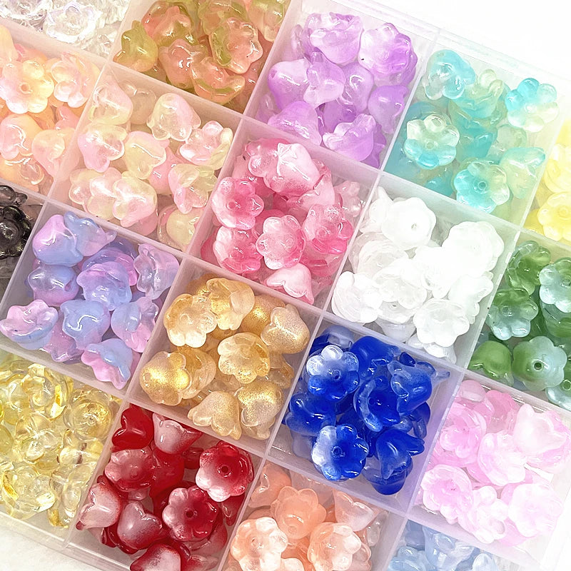 Neue 20 teile/los 7X12mm Bunte Bellflower Lampwork Perlen Kappen Glas Spacer Perlen für Schmuck Machen DIY Armbänder haarnadel