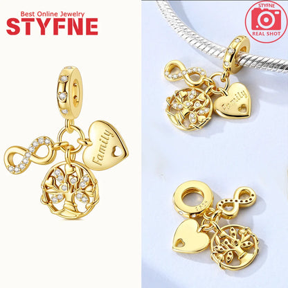 Neues 925er Silber, teilbarer Sonnen- und Mond-Charm, Satr-Herz-Perle, passend für Original-Armbänder für Frauen, edle Schmuckherstellung, Geschenk