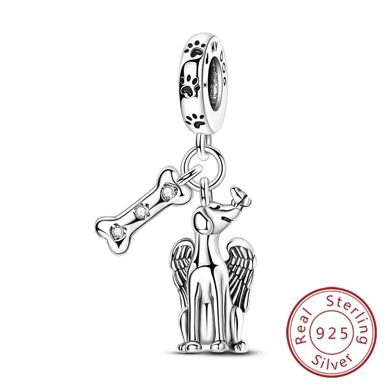 Neue Original Charms Perlen Anhänger 925 Sterling Silber Teddy Pudel Hund Katze Universal Schnalle Charms Fit Armband DIY Schmuck Geschenk