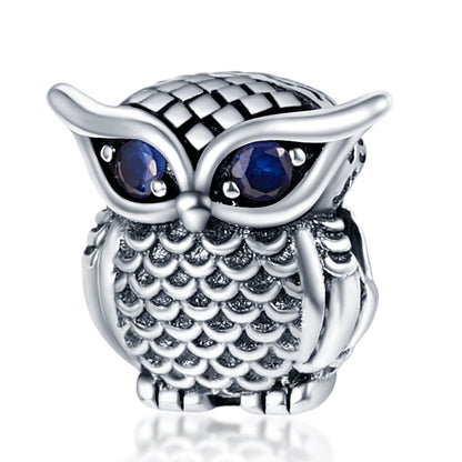 Eulen-Charm-Anhänger aus 925er-Sterlingsilber mit Zirkonia, passend für DIY-Armband-Halskette, Geschenk für Sie, Colgante Plata