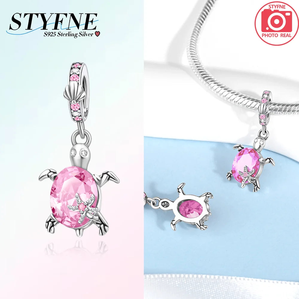 Charm-Charm aus 925er-Sterlingsilber, polychromatischer Zirkon, Sternschildkröte, Seestern-Charms, passend für Original-Armbänder, edler Schmuck, Weihnachtsgeschenk