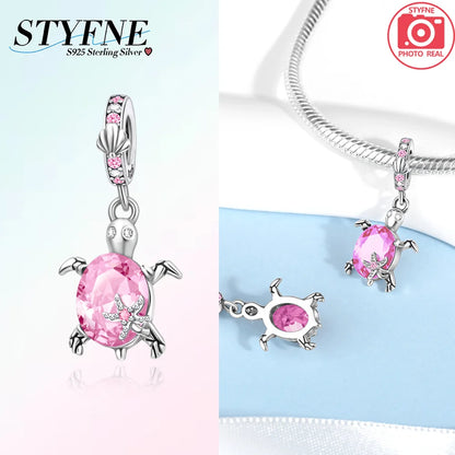 Charm-Charm aus 925er-Sterlingsilber, polychromatischer Zirkon, Sternschildkröte, Seestern-Charms, passend für Original-Armbänder, edler Schmuck, Weihnachtsgeschenk