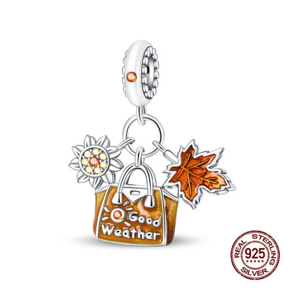 Herbst Neue 925 Sterling Silber Braun Maple Leaf Kürbis Biene Charms Bead Fit 3mm 925 Original Armbänder DIY schmuck Warmes Geschenk