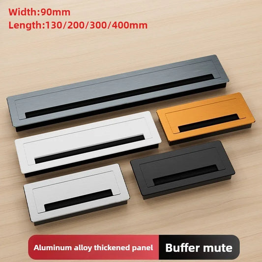 1 Stück rechteckige Schreibtisch-Kabeldurchführungen aus Aluminiumlegierung, Abdeckung für Kabelloch, Kabelauslass, Oberflächen-Tischkabelloch, Möbelbeschläge