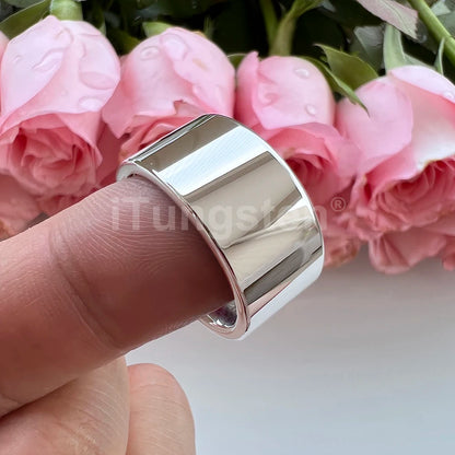 iTungsten 12mm Dropshipping Große Männer Ring Glänzende Wolfram Hochzeit Band Mode Schmuck Rohr Cut Poliert Komfort Fit