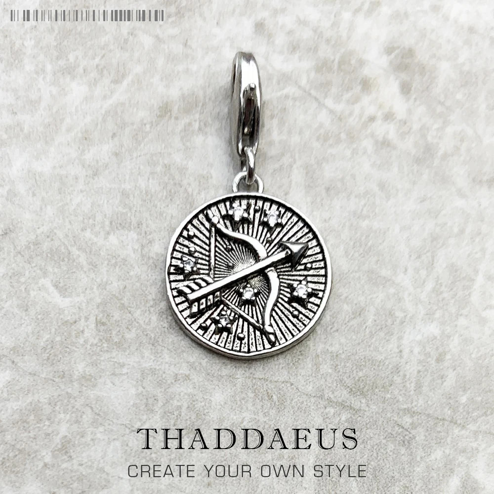 Charm-Anhänger Widder Stier Zwillinge Krebs Löwe Jungfrau Waage Skorpion Sgr Cap Aqu Fische Sternzeichen Vintage Geschenk 925er Sterlingsilber